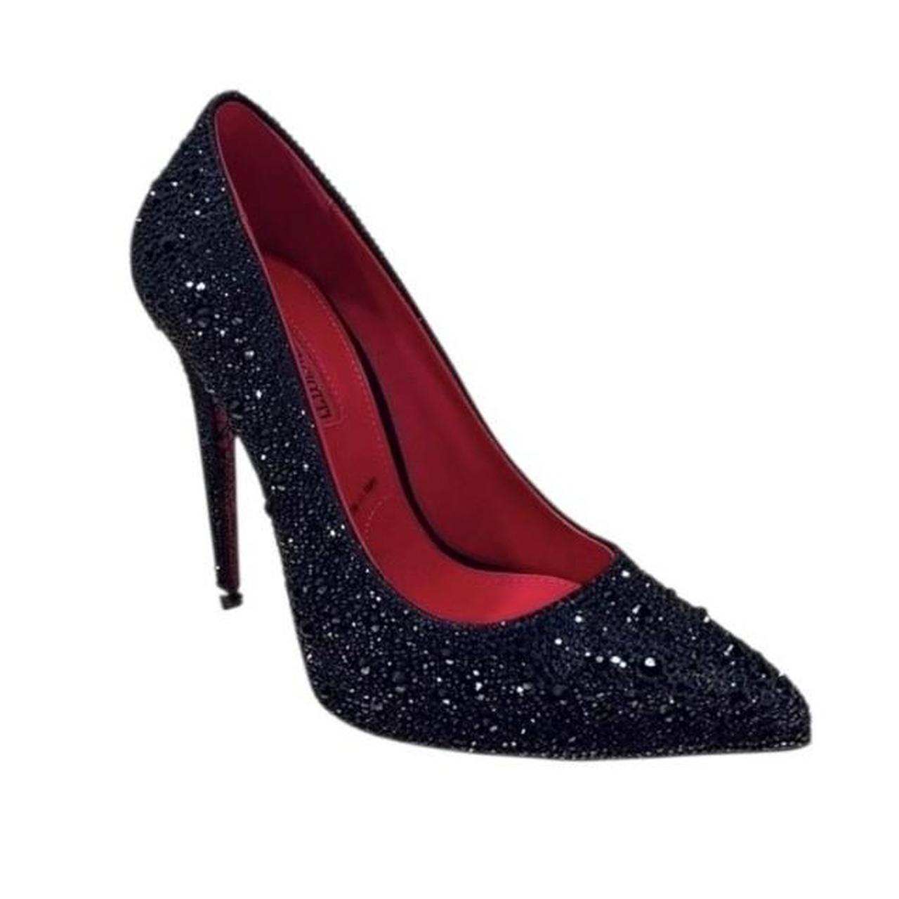 Black Rhinestone Sword Shaped High Heels