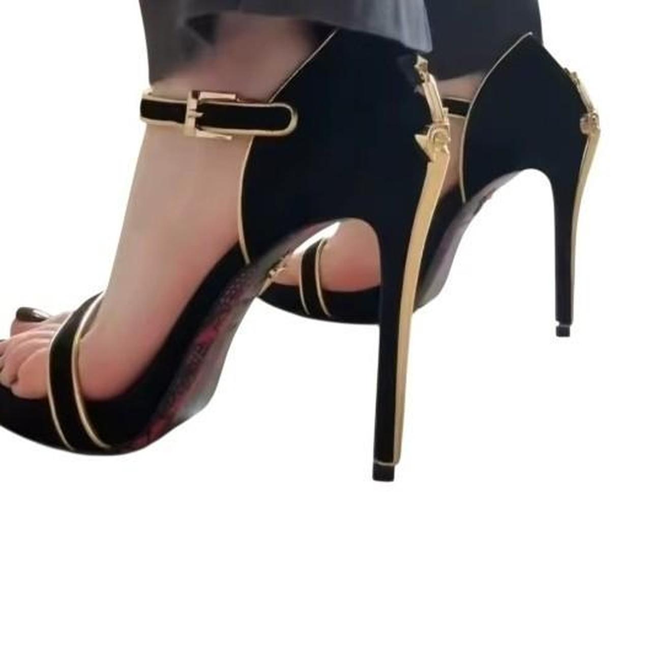 Women's Black Suede Leather Ankle Strap High Heels