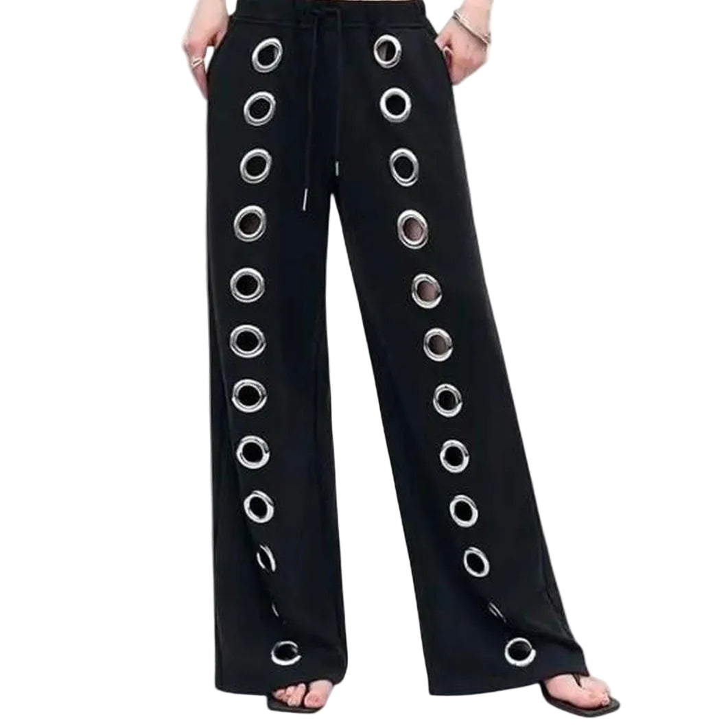 Y2K Ring Eyelet Loose Straight Sweatpants