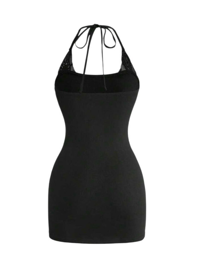 Y2K Retro Halter Neck Graphic Print Short Dress