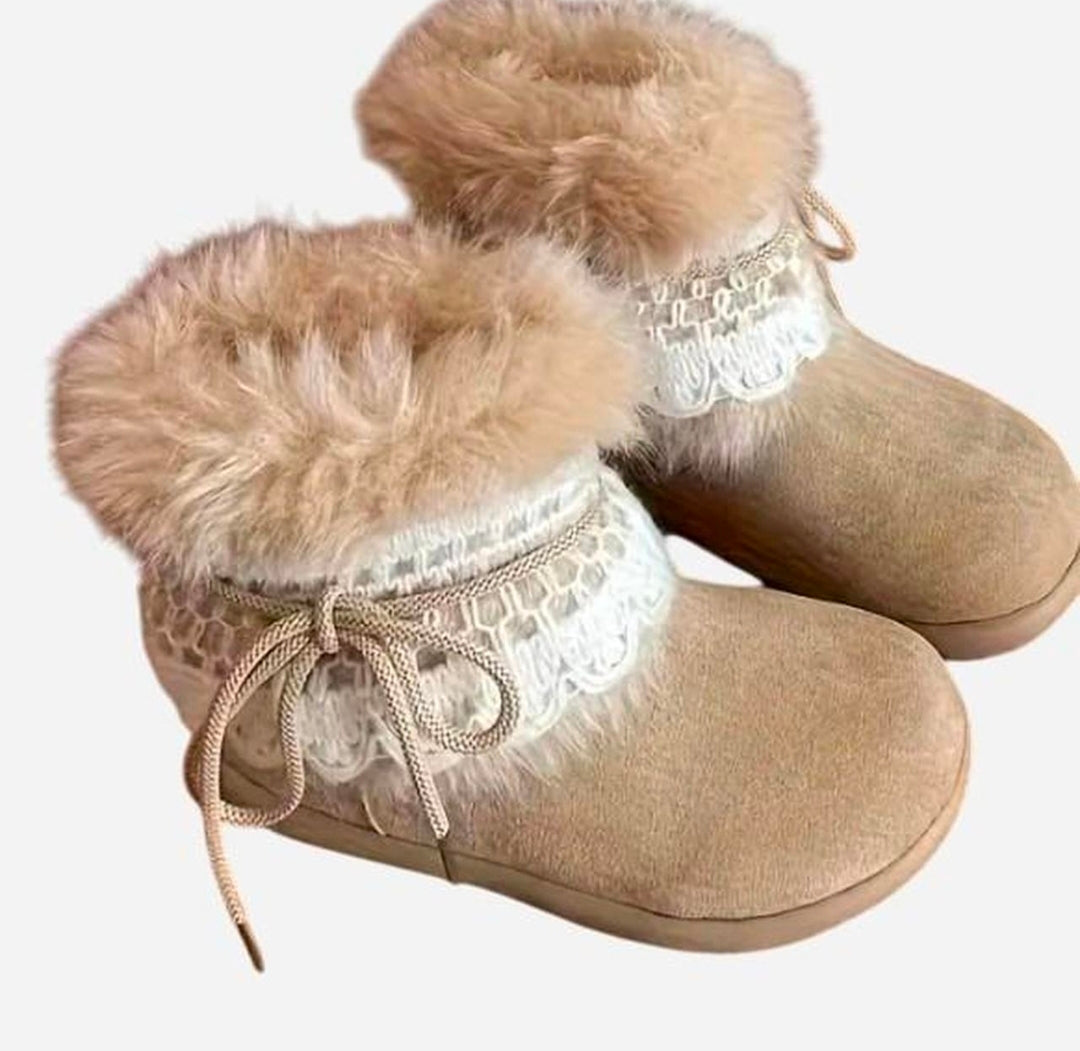 Suede Fluffy Fur Ankle Boots