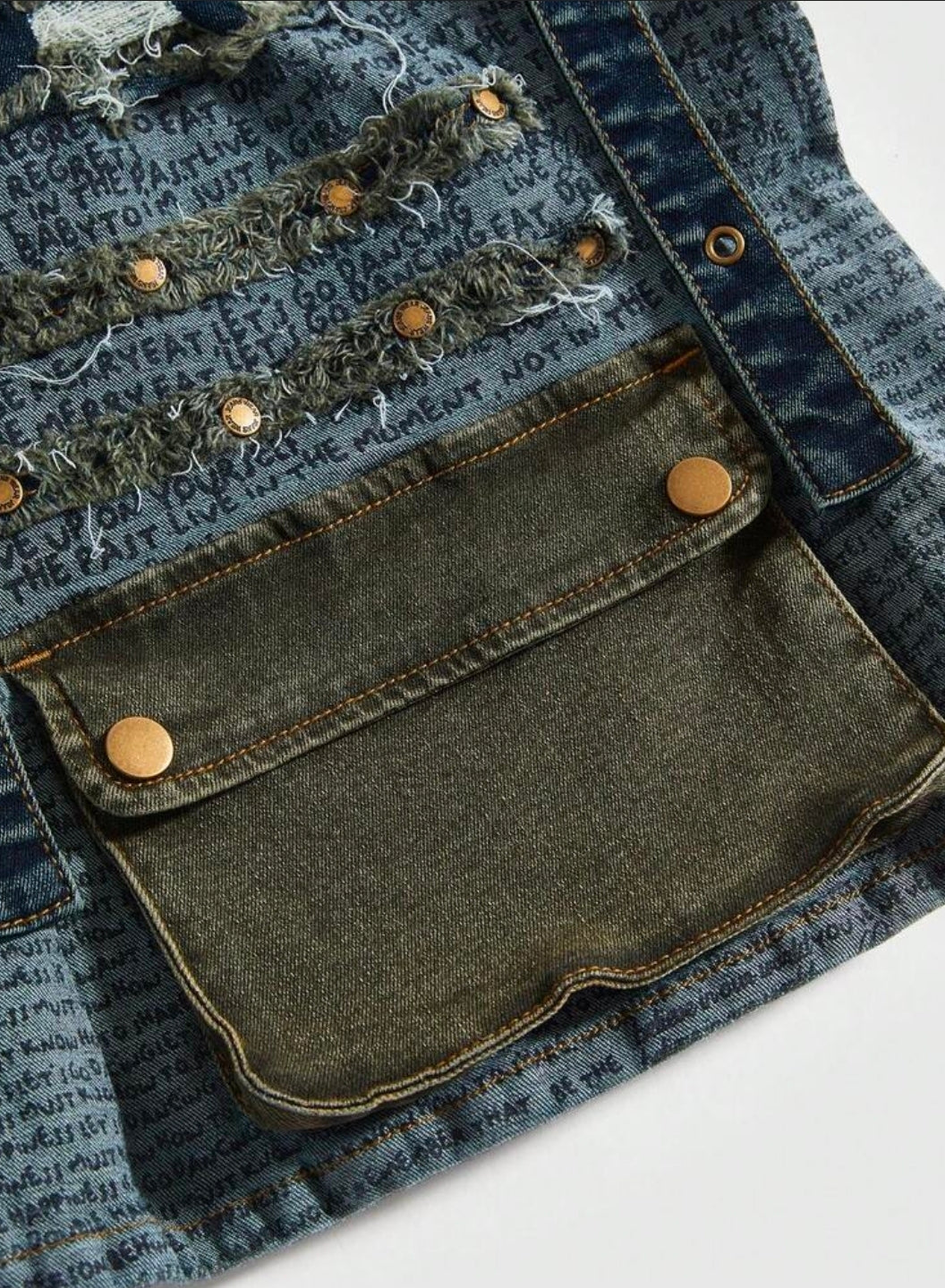 Denim Patchwork Adjustable Strap Top