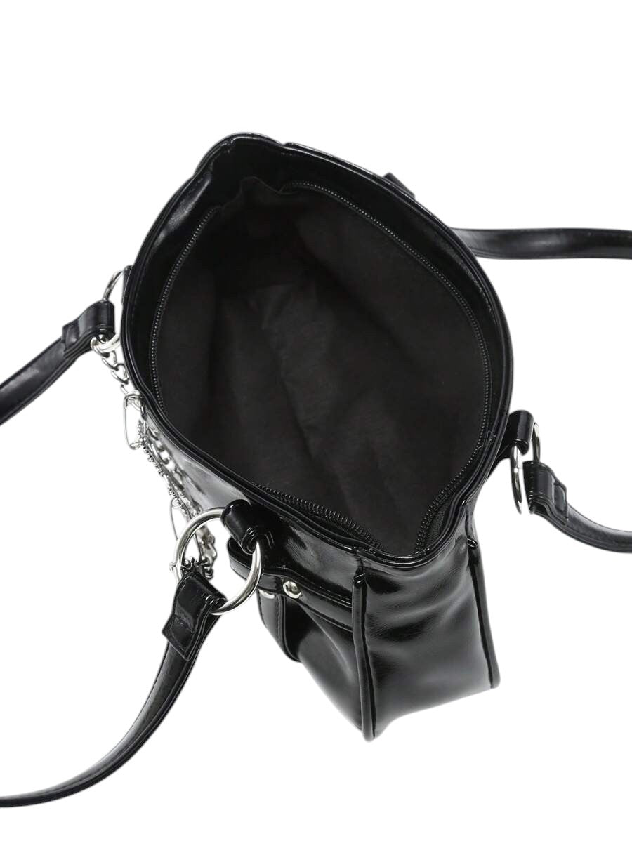 Women's Black Gothic Cross Chain Shoulder Bag