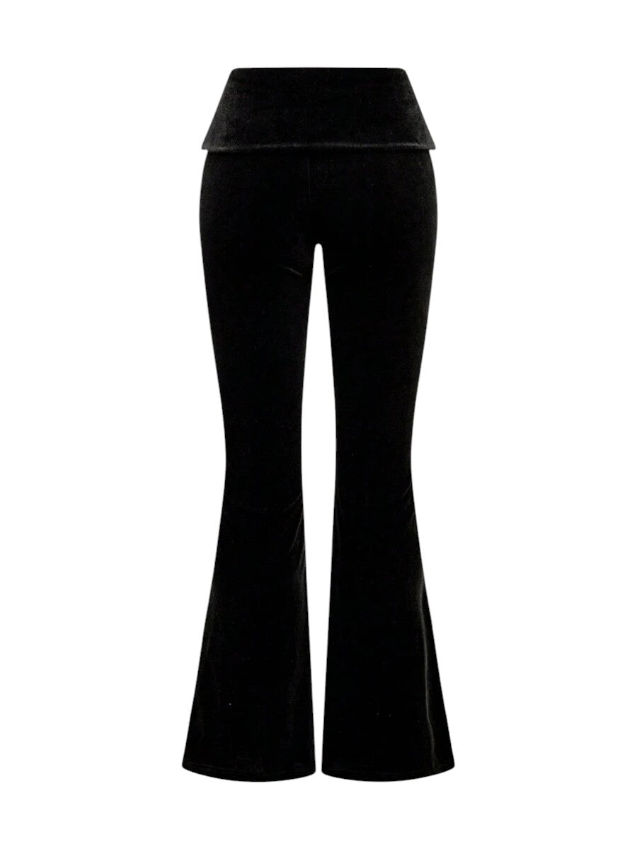 Black Velvet Cropped Hoodie & Low Rise Flare Pants Y2K Co-Ord Set