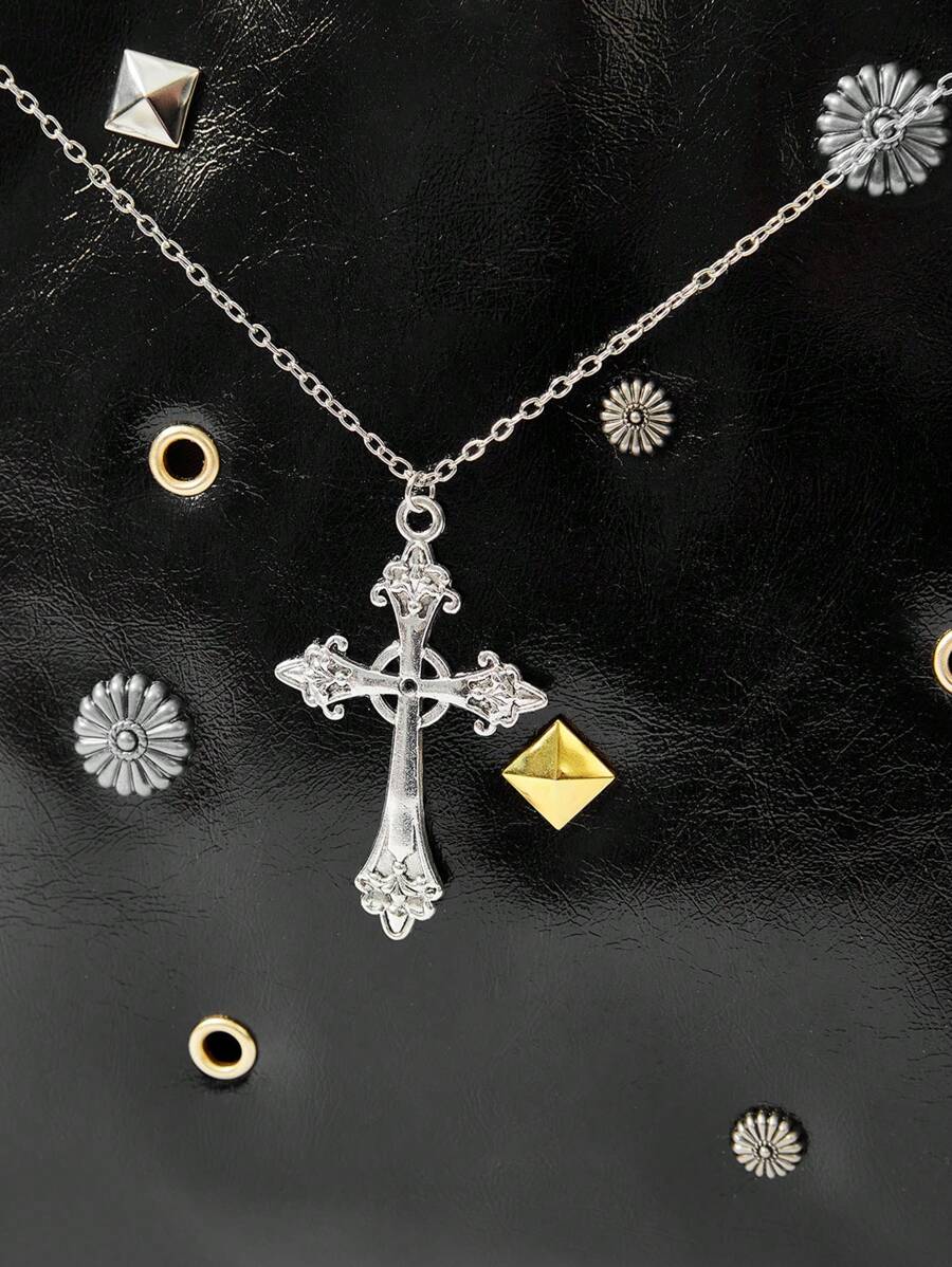 Gothic Rivet Cross Chain Bucket Shoulder Bag