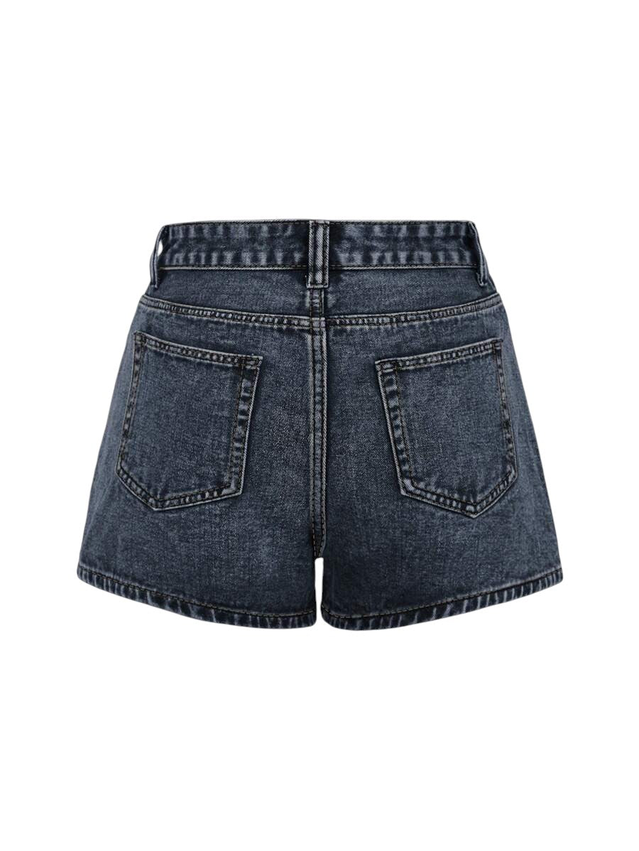 Women's Blue Star Appliqué Utility Pocket Denim Shorts