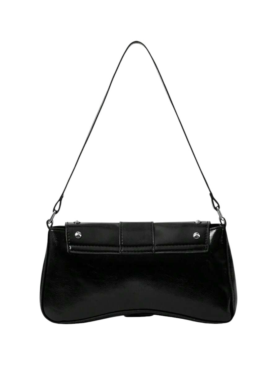 Women's Black Gothic Cross Rivet Hobo Shoulder Bag