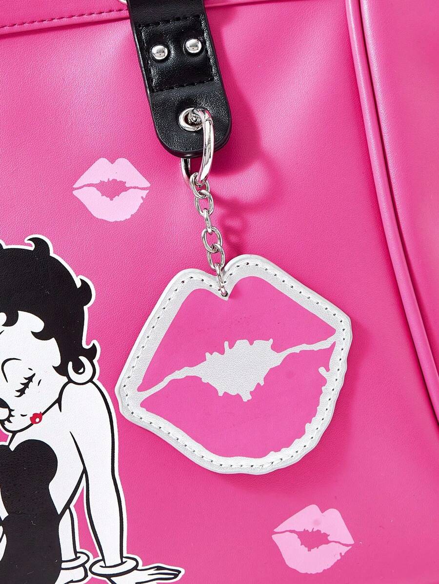Women's Hot Pink Betty Boop Graphic Motorcycle Tote Bag