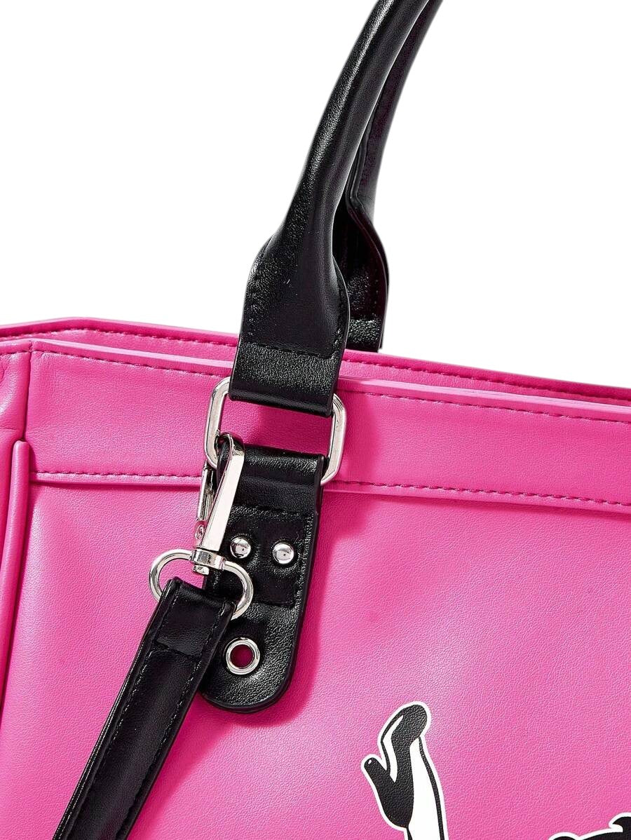Women's Hot Pink Betty Boop Graphic Motorcycle Tote Bag