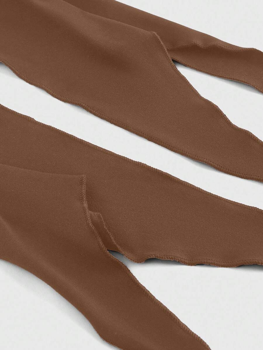Women's Brown Asymmetrical Hem Functional Knit Top