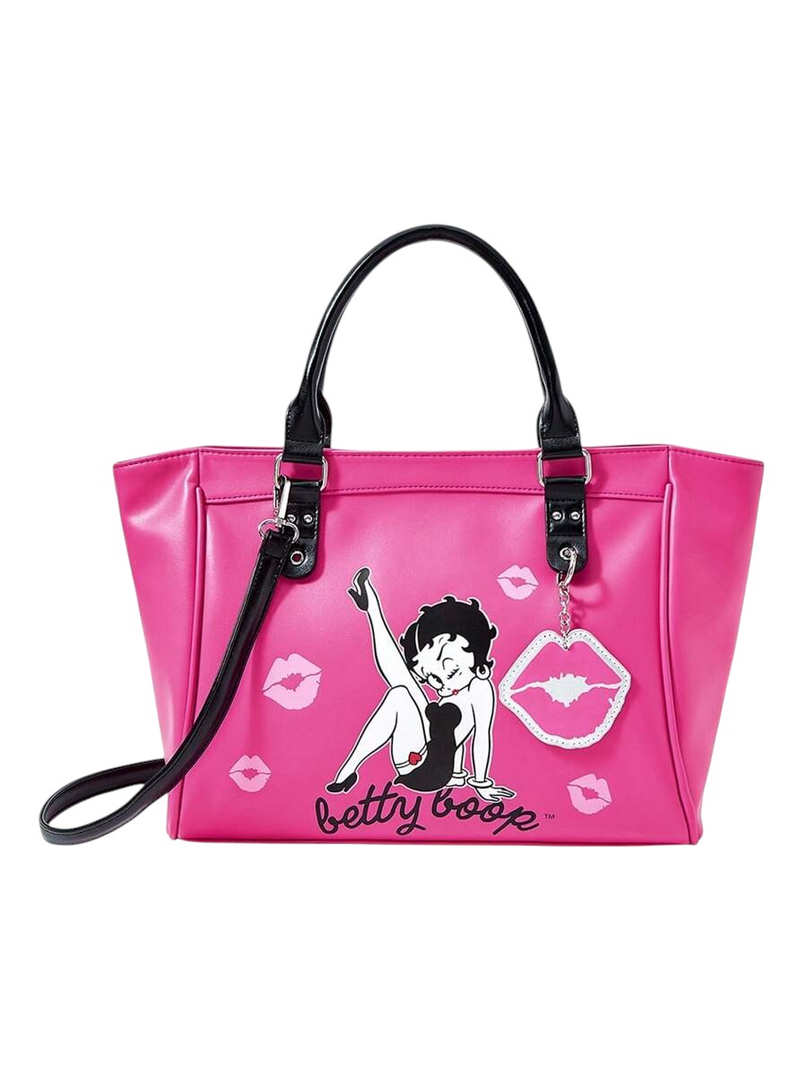 Women's Hot Pink Betty Boop Graphic Motorcycle Tote Bag