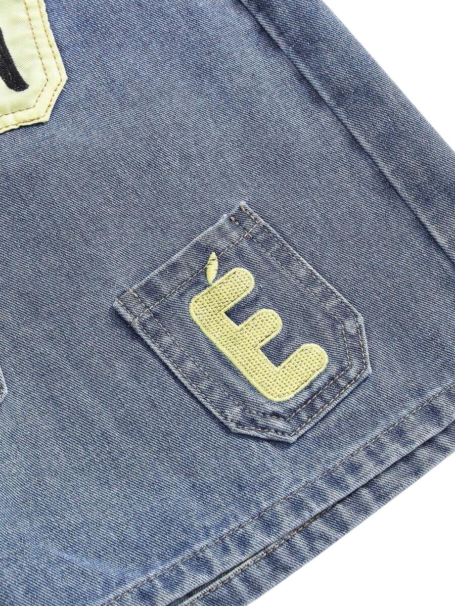 Y2K Embroidered Low Rise Loose Fit Denim Bermuda Shorts