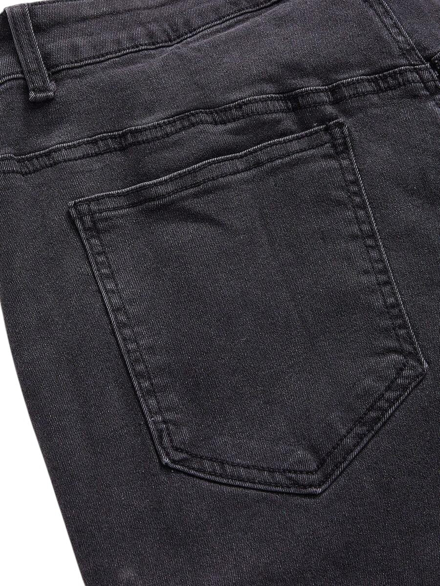 Plus Size Vintage Wash Rivet Distressed Flared Denim Jeans