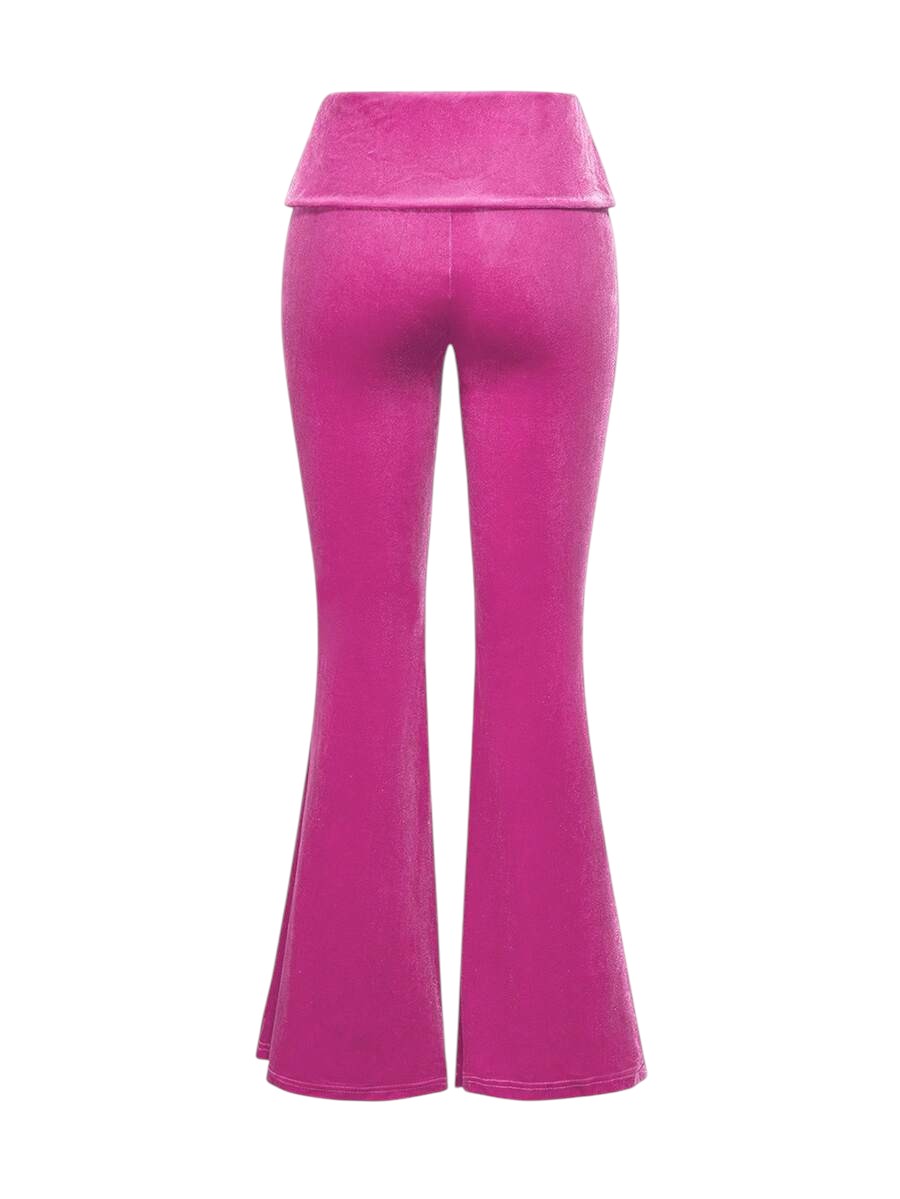 Baby Pink Velvet Cropped Hoodie & Low Rise Flare Pants Y2K Co-Ord Set