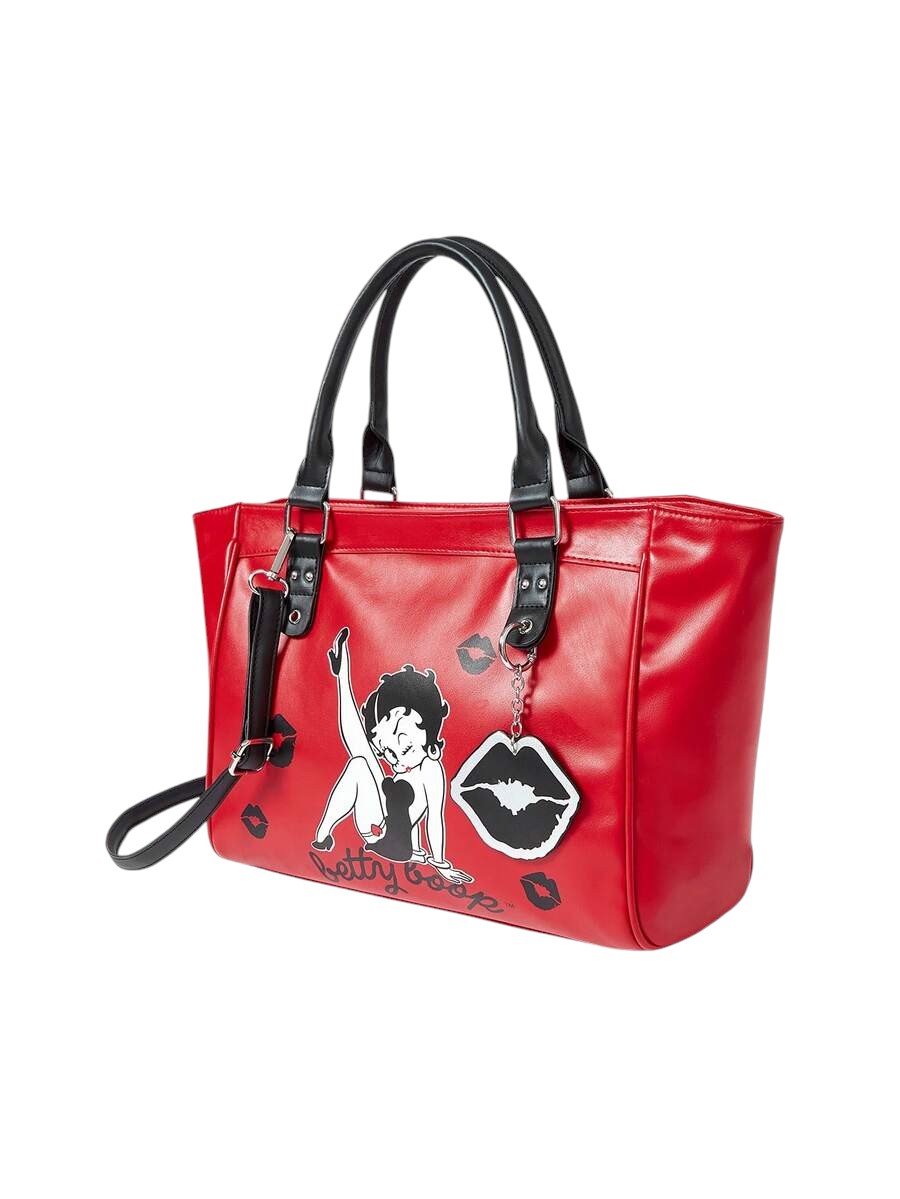 Women's Red Betty Boop Graphic Motorcycle Tote Bag