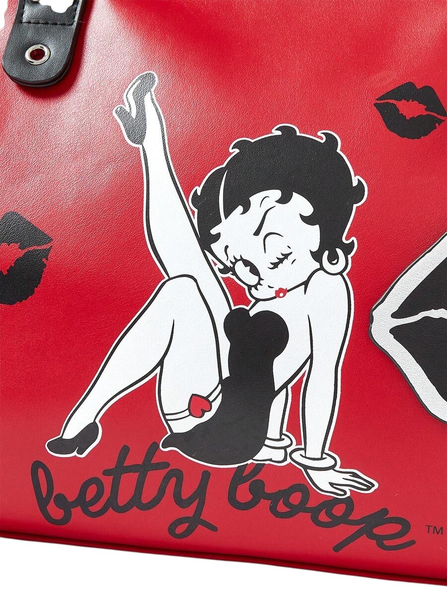 Women's Red Betty Boop Graphic Motorcycle Tote Bag