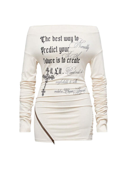 Retro Cowl Neck Slim Fit Long Sleeve Knit Bodycon Dress