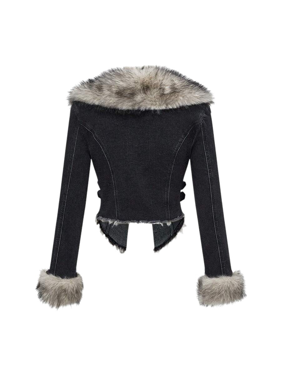 Women's Faux Fur Collar Denim Jacket