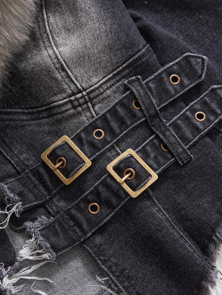 Women's Faux Fur Collar Denim Jacket