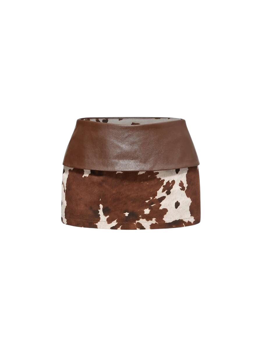 Women's Vintage Milk Texture Patchwork Low-Waist Mini Skirt