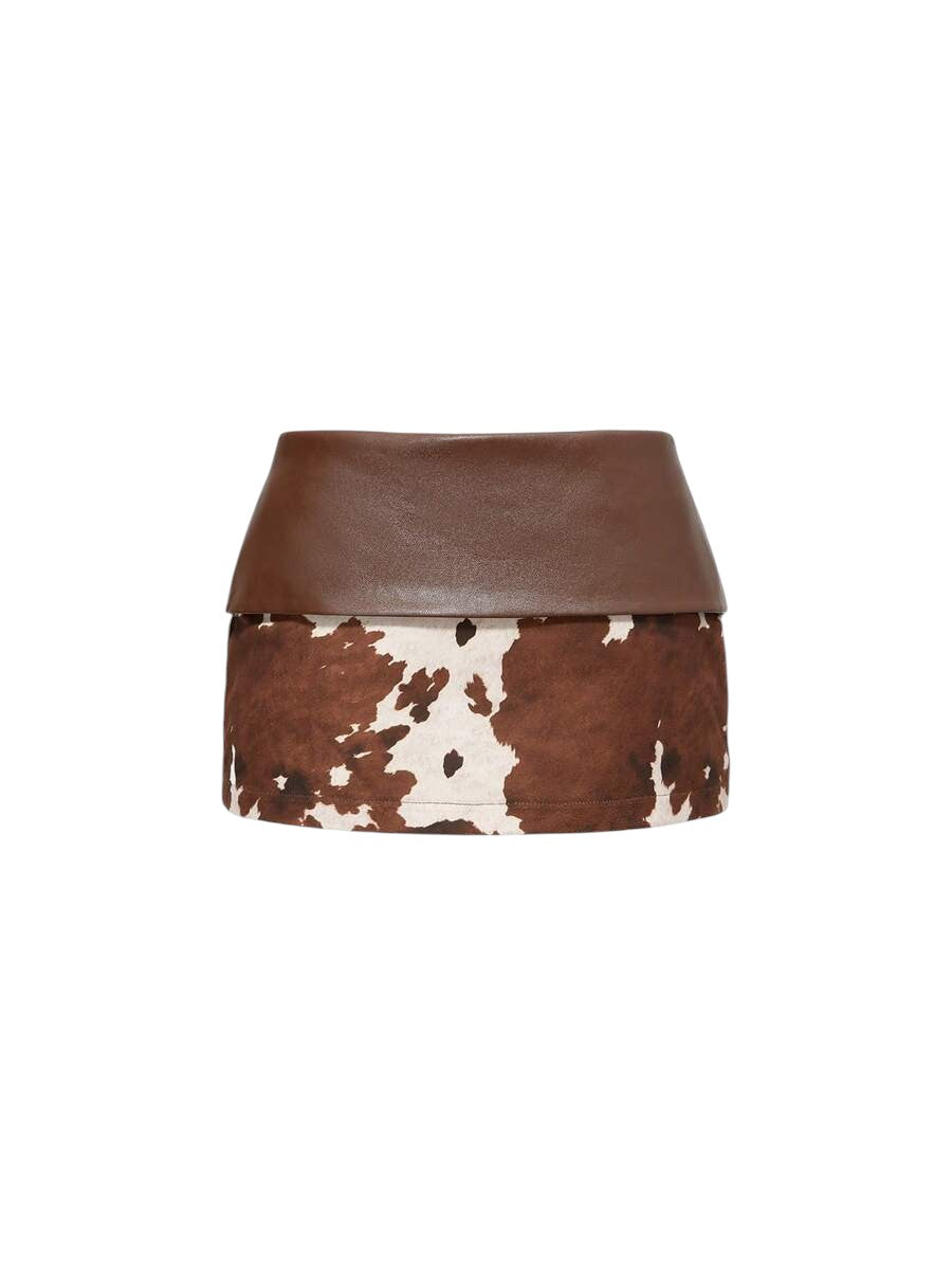 Women's Vintage Milk Texture Patchwork Low-Waist Mini Skirt