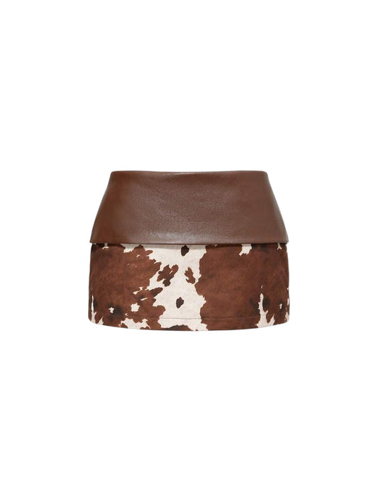Women's Vintage Milk Texture Patchwork Low-Waist Mini Skirt