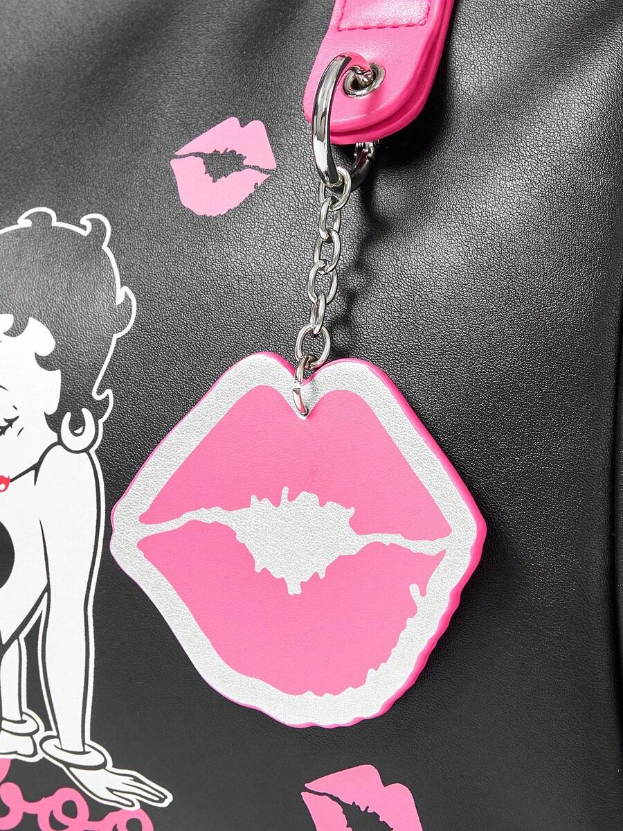Women's Black Betty Boop Graphic Motorcycle Tote Bag