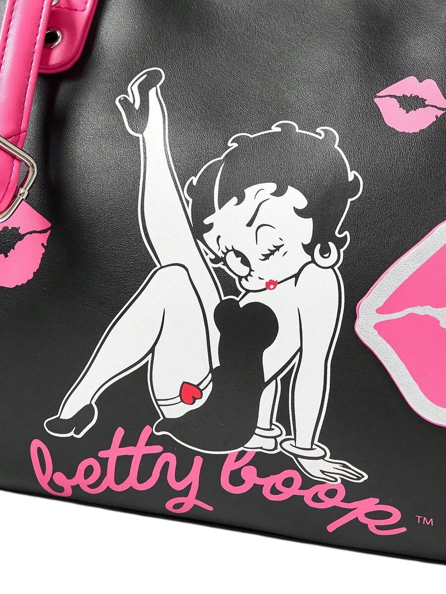 Women's Black Betty Boop Graphic Motorcycle Tote Bag