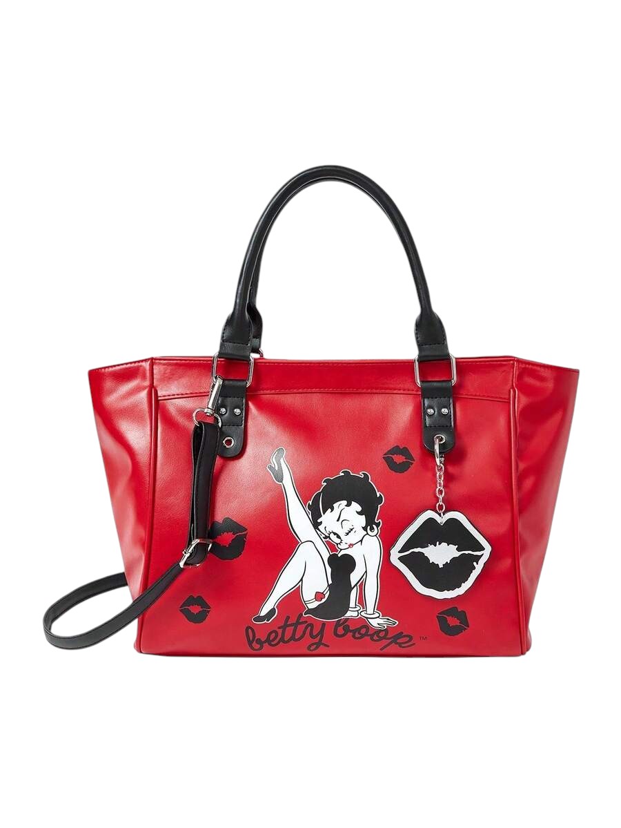 Women's Red Betty Boop Graphic Motorcycle Tote Bag