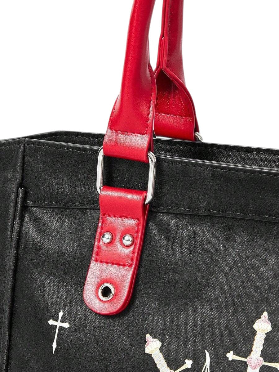 Women's Cartoon Graphic Motorcycle Tote Bag