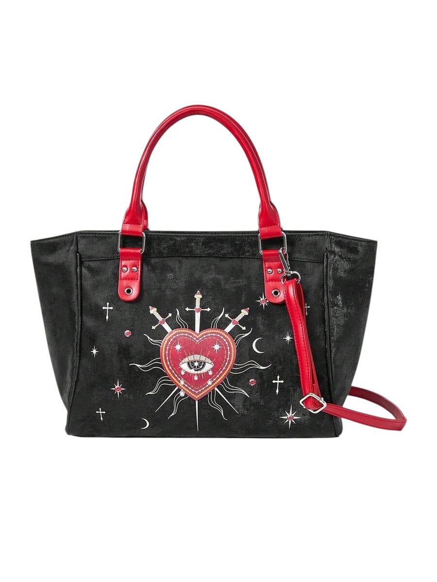 Women's Cartoon Graphic Motorcycle Tote Bag