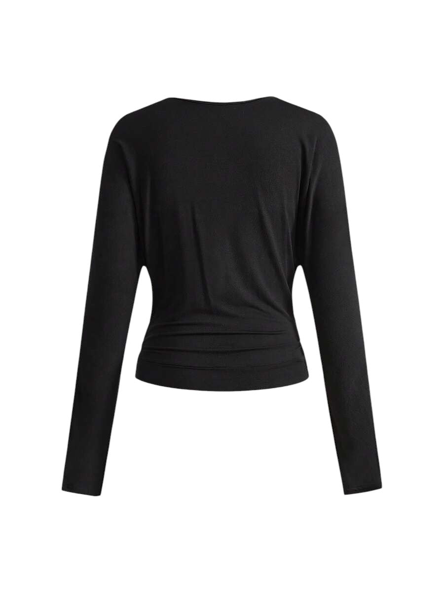 Women's Y2K Rhinestone Skull Print Draped Neck Batwing Blouse