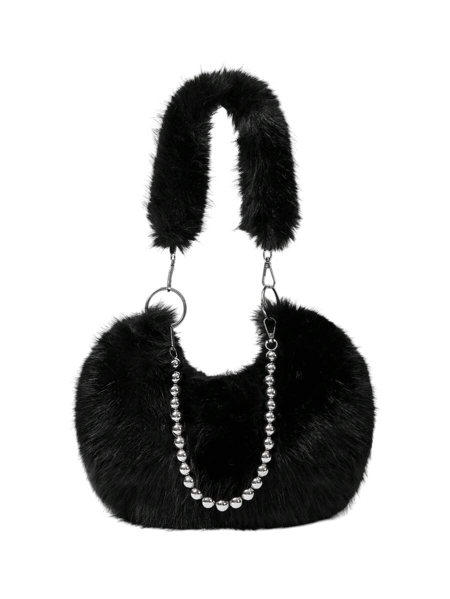 Women's Faux Fur Chain Strap Shoulder Bag