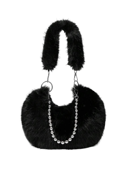 Women's Faux Fur Chain Strap Shoulder Bag