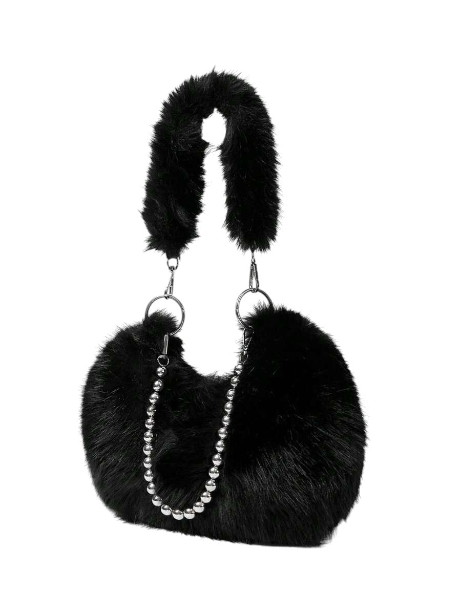 Women's Faux Fur Chain Strap Shoulder Bag