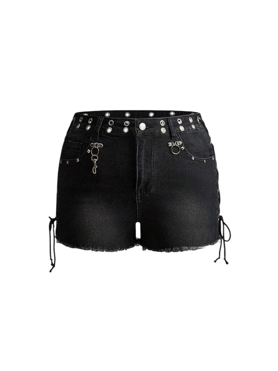 Plus Size Everyday Raw Hem Denim Shorts