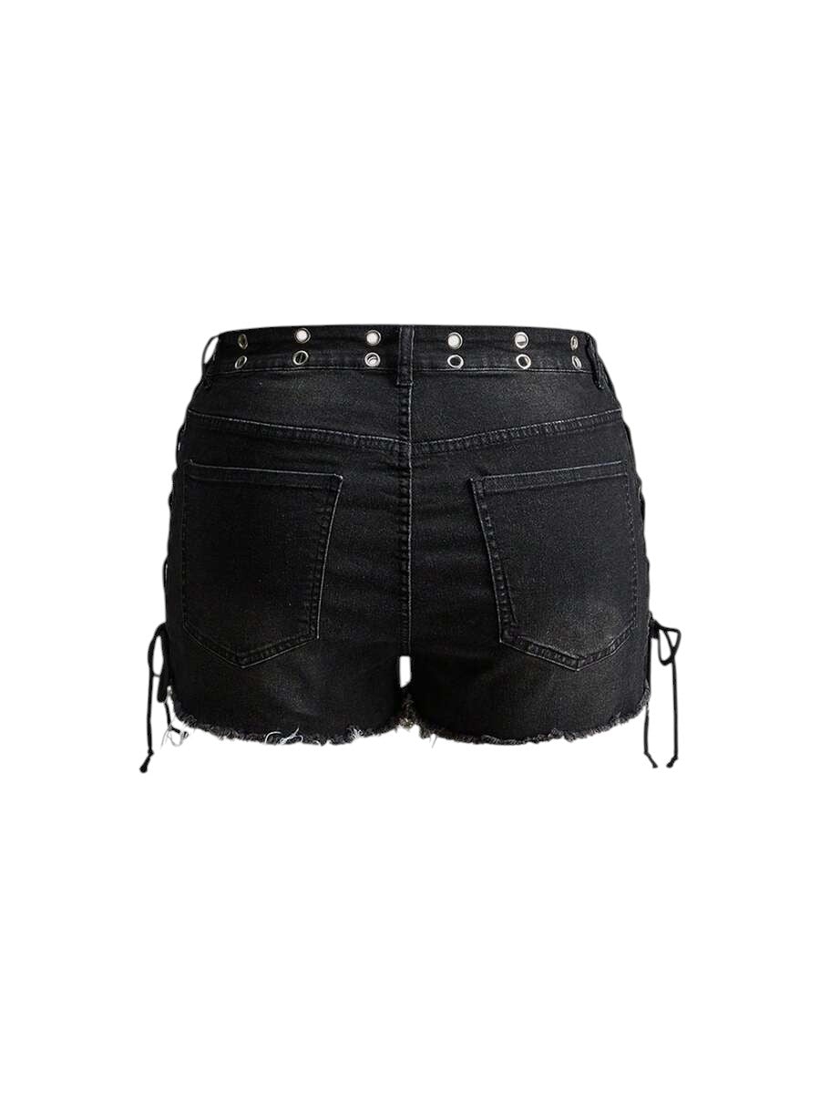 Plus Size Everyday Raw Hem Denim Shorts