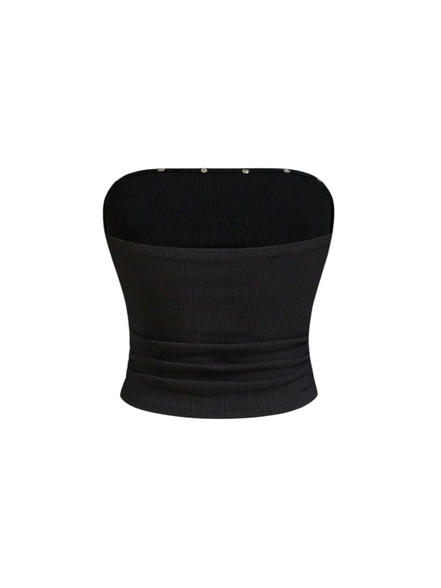 Women's Black Starry Sky Graphic Streetwear Tube Top