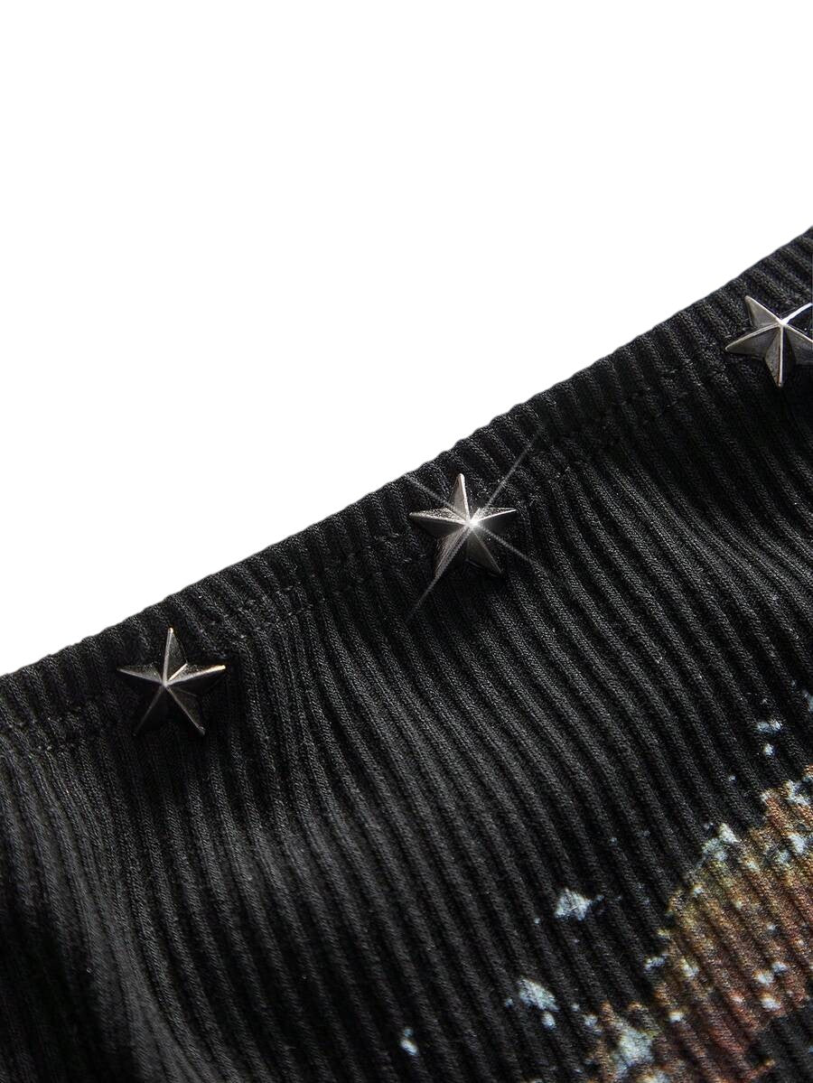 Women's Black Starry Sky Graphic Streetwear Tube Top