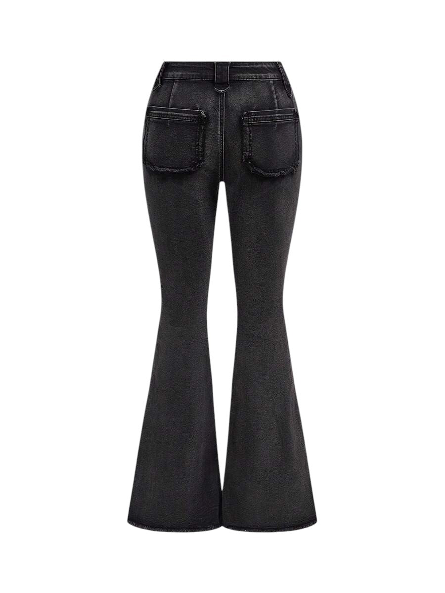 Y2K Super Low Rise Rivet Distressed Skinny Flare Jeans