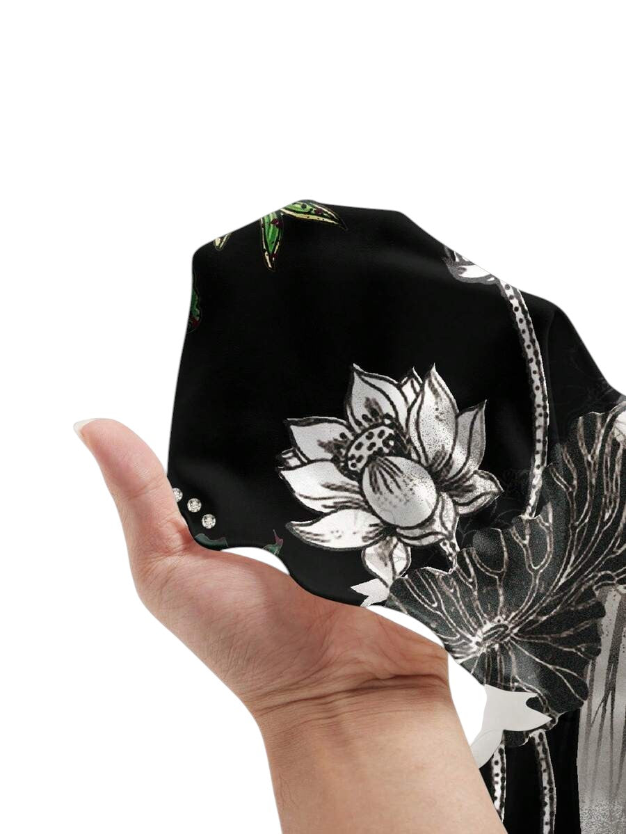 Women's Black Tigress Graphic Floral Mini Dress
