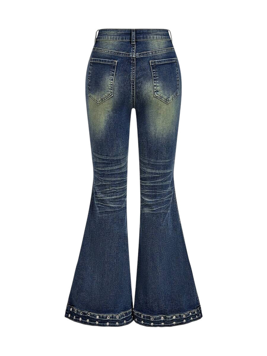 Grunge Graphic Pocket Wide Leg Loose Denim Jeans