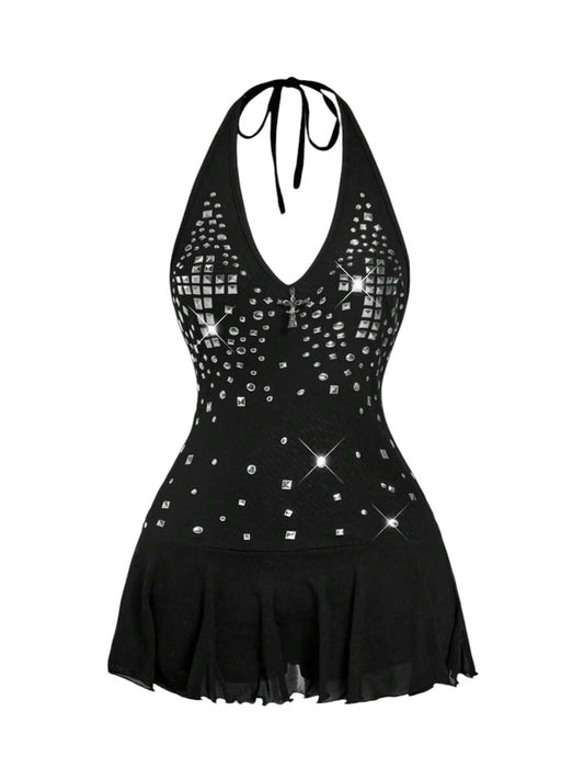 Women's Y2K Cross Graphic Backless Mini Dress