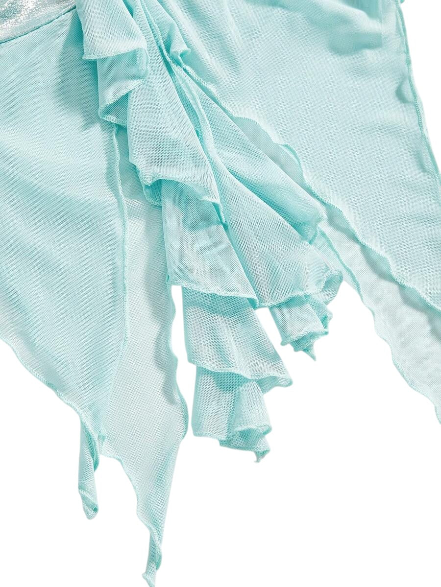 Plus Size Ocean Shell Bandeau Top & Mermaid Maxi Skirt Vacation Co-Ord Set