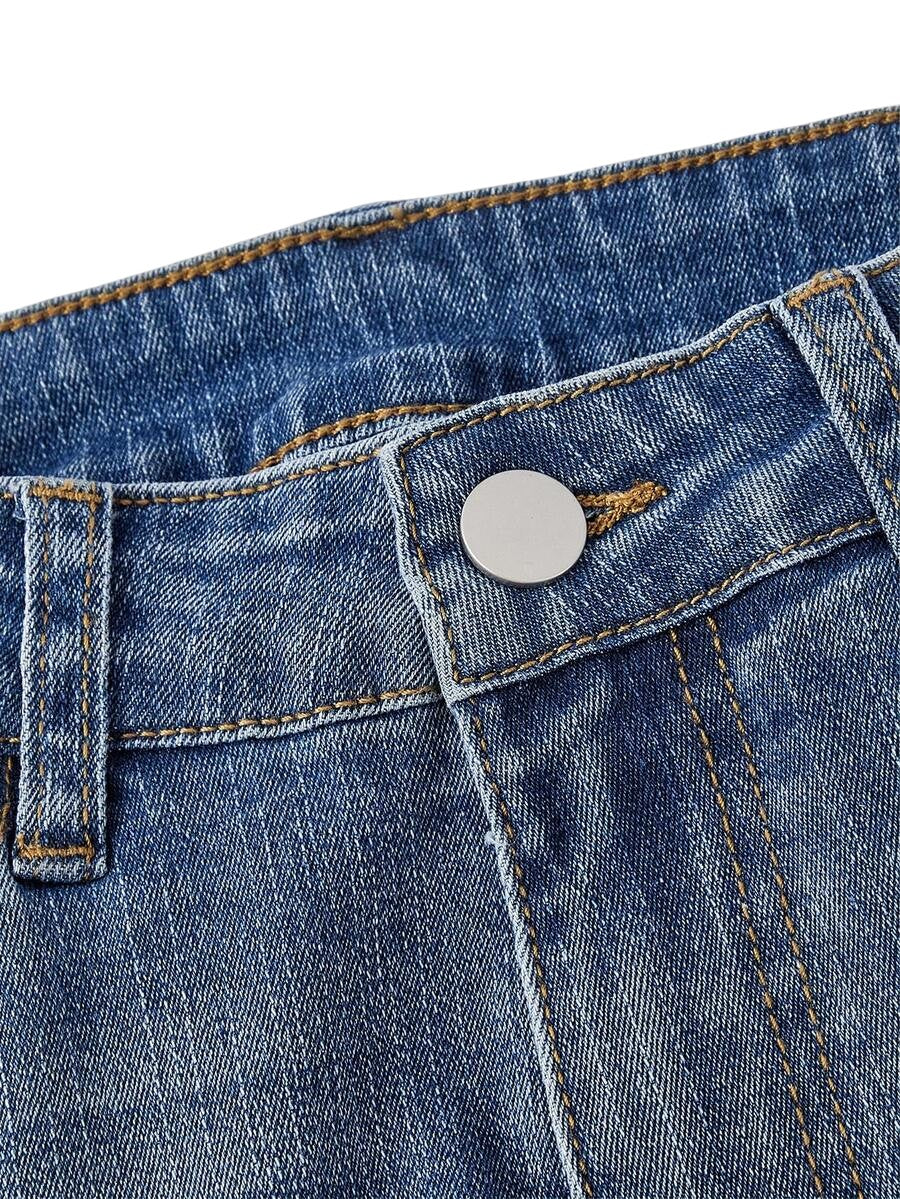 Women's Western Cowgirl Suede Patchwork Studded Flare Jeans