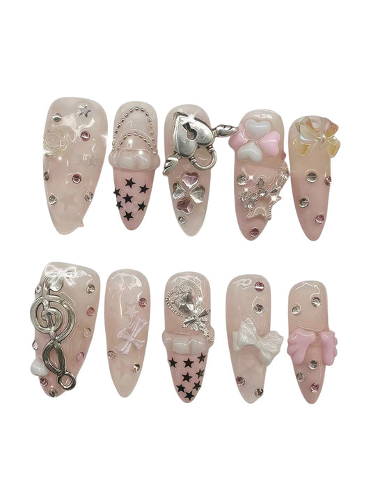 20pcs Y2K Retro Star Music Note Pop Art Press-On Nails Set