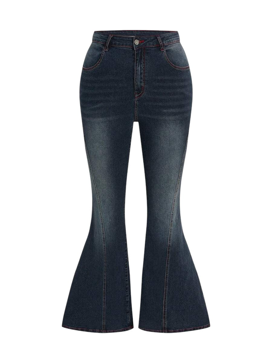 Plus Size Betty Boop Flag Embroidered Flare Denim Jeans