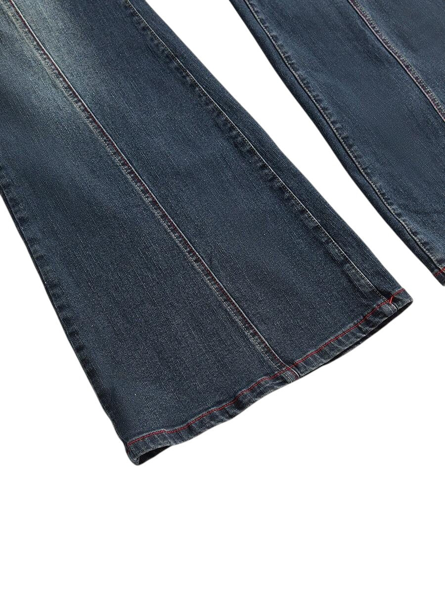 Plus Size Betty Boop Flag Embroidered Flare Denim Jeans
