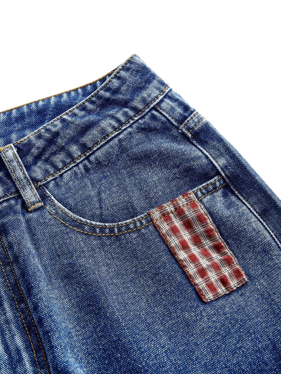 Y2K Studded Distressed Embroidered Low Rise Wide Leg Jeans