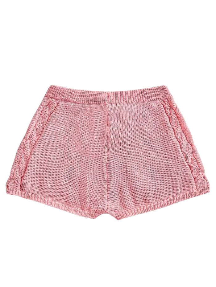 Kawaii Floral Embroidered Knit Shorts for Women